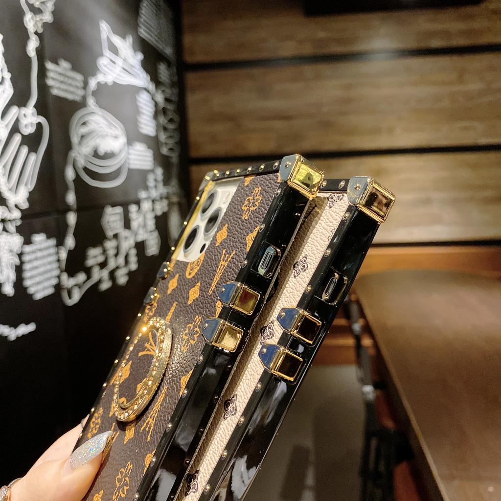 Роскошный Модный Блестящий Кольцо Кожаный Чехол для Телефона Для Iphone 6 7 8 11 12 13 14 15 16 Plus Pro MAX X XS XR Держатель Противоударная Крышка