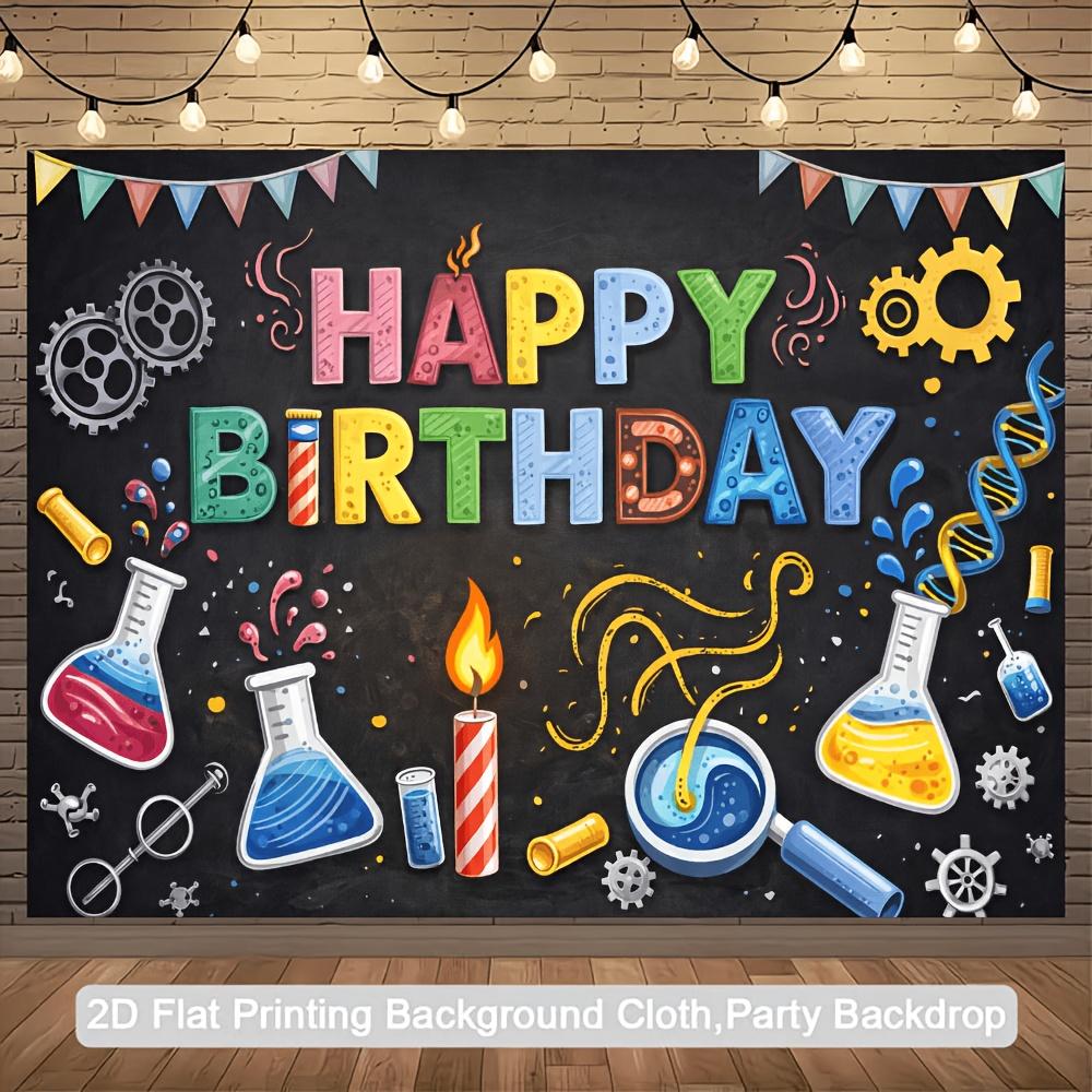 2D plane science-themed birthday party banner background is suitable for indoor and outdoor birthday celebrations