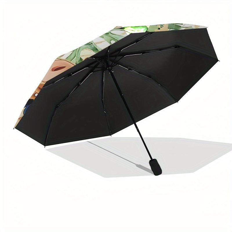 1 Auto Open Lion King, Jungle Adventure Themed Colorful 8-rib Portable Umbrella for Men and Women, A Compact Commuting Companion Suitable fo