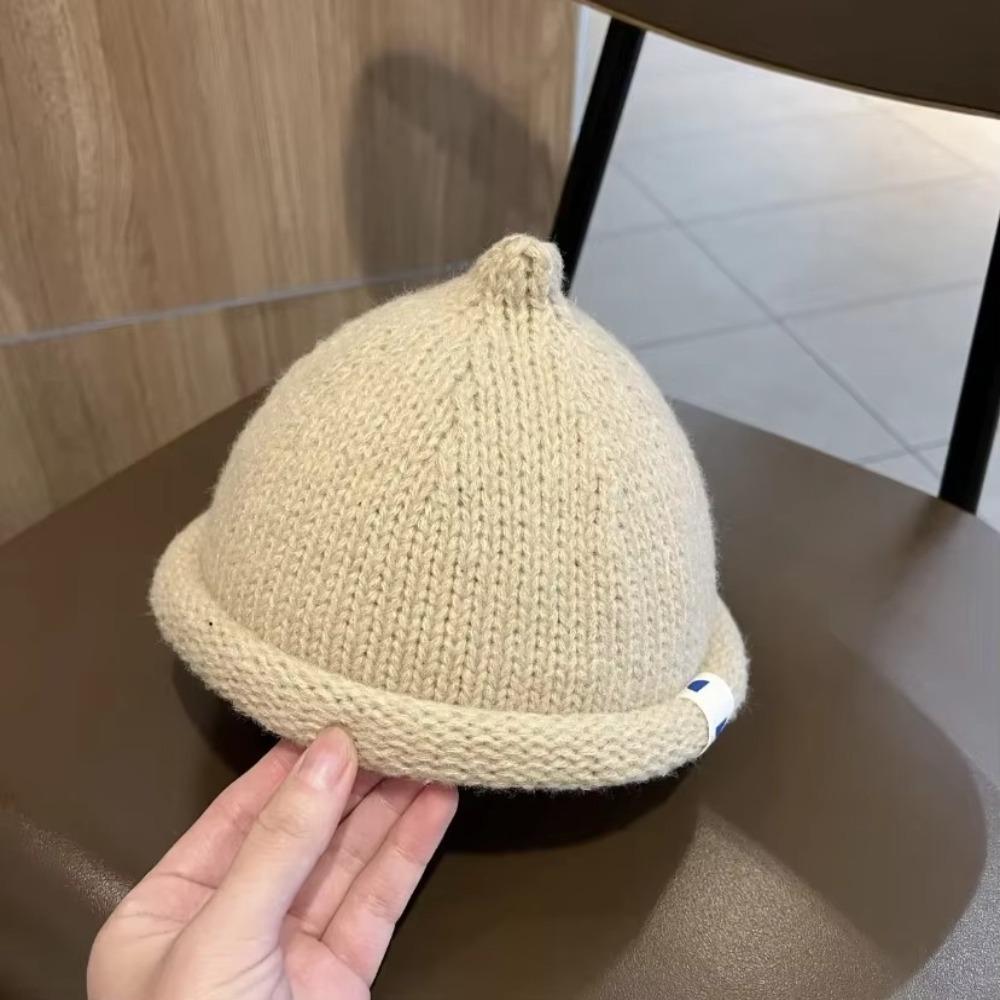 Knitted Autumn Winter Children's Cap Warm Brimless Hat Casual Melon Cap for 1-5Y Baby