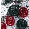 3Pcs/Box Round Pancake Shaped Christmas Flocking Pendant  Christmas Tree Decoration