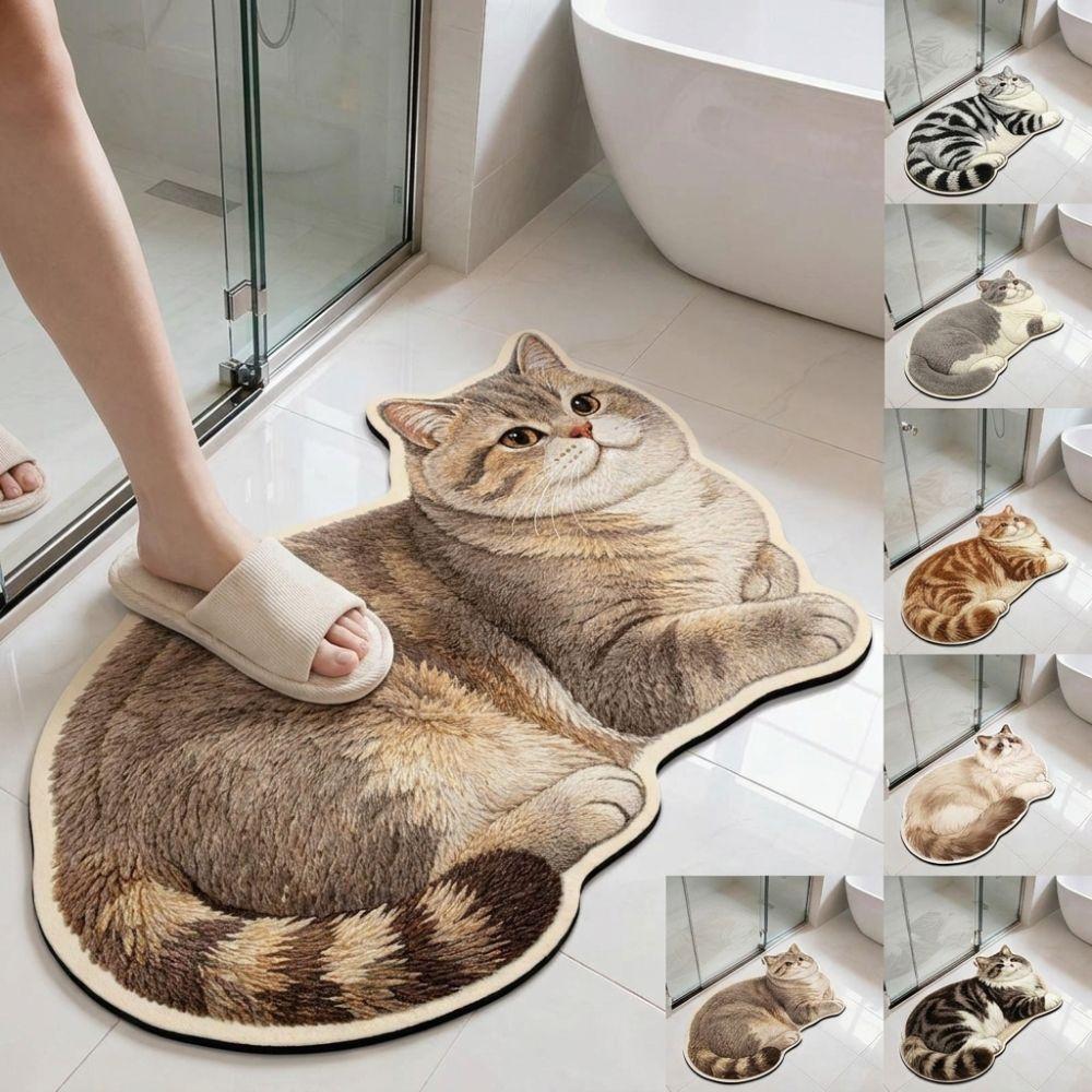 Non-slip Cute Cat Floor Mat 40*60cm Bedroom Door Small Rug Durable Floor Mat for Table Bedside