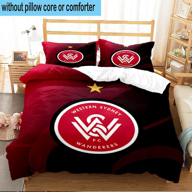 Western Sydney Wanderers Fc 3PCS Print Bedding Set, Includes A Duvet Cover and Two Pillowcases for Bedroom, Dormitory, Suitable for All Seasons