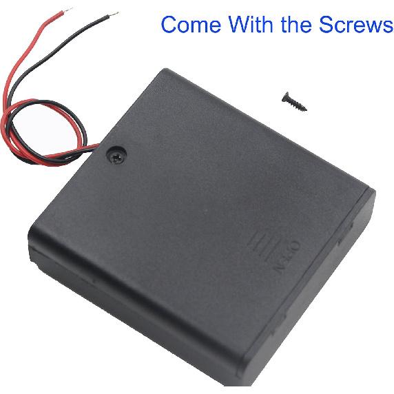 (Pack of 2 4 AA 6V Battery Holder with Switch, 4X 1.5V AA Battery Holder with Leads and Switch