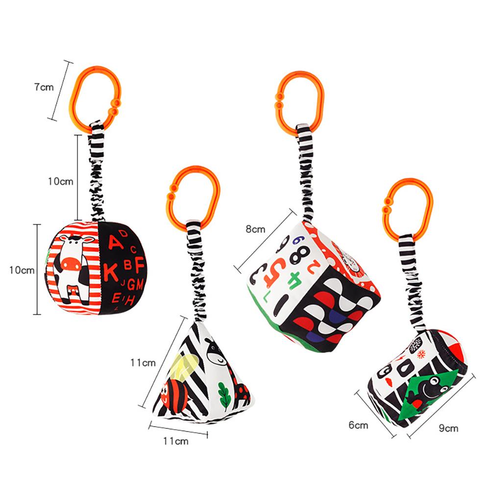 Non-Toxic Baby Newborn Crib Hanging Rattle Toys Early Development For 0-12 Months High Contrast Black And White Learning Education Toy
