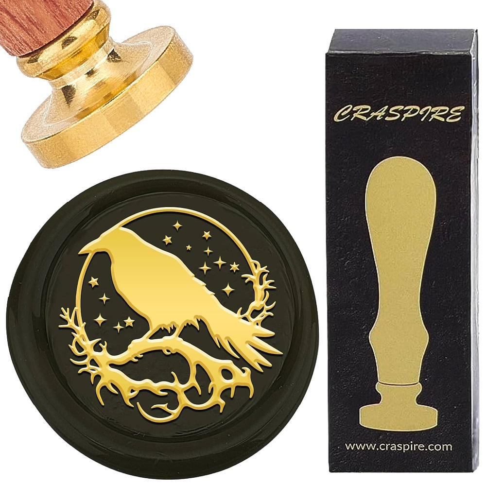 Brass Wax Seal Stamp with Wood Handle for DIY Scrapbooking Raven 25mm