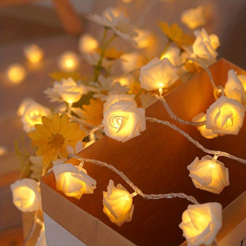 3M 20 LED Simulated White Rose String Light Living Room Bedroom Fairy Light New Year Christmas Valentine's Day Wedding Party Decoration Light