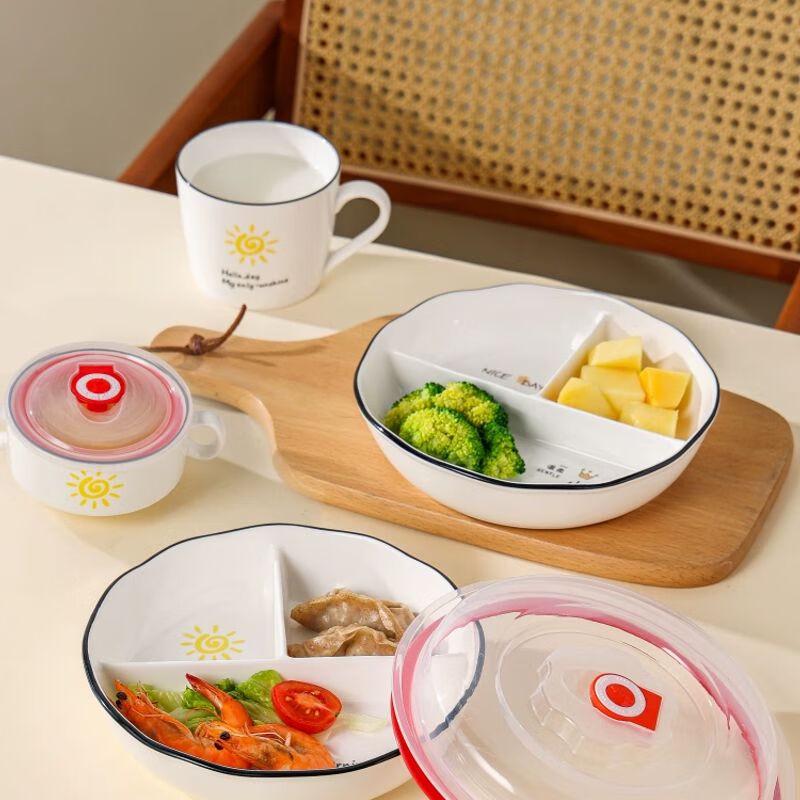 Nierxin Portion Control Divided Ceramic Meal Plate