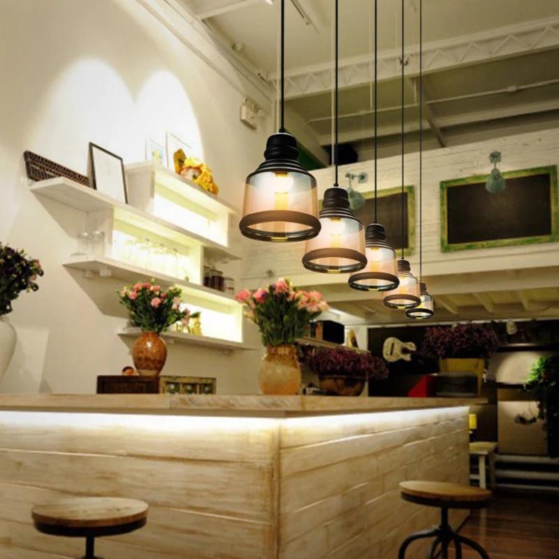 Винтажный подвесной светильник в виде бутылки вина из янтарного стекла в индустриальном стиле со светодиодной лампой E27 для бара, ресторана, кофейни