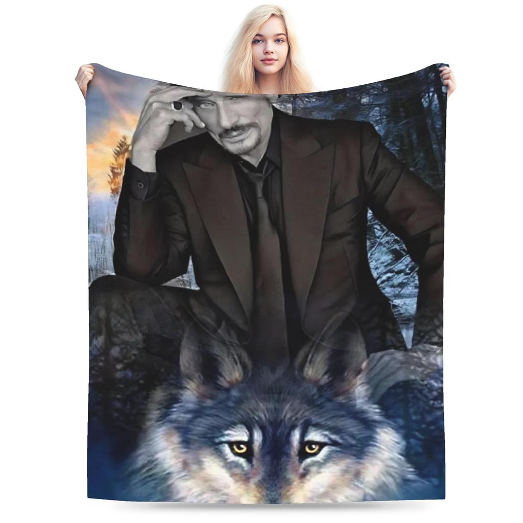 Johnny Hallyday Plush Blanket Girls Boys Flannel Throw Blanket For Outdoor Warm Soft DIY Quality Bedspread