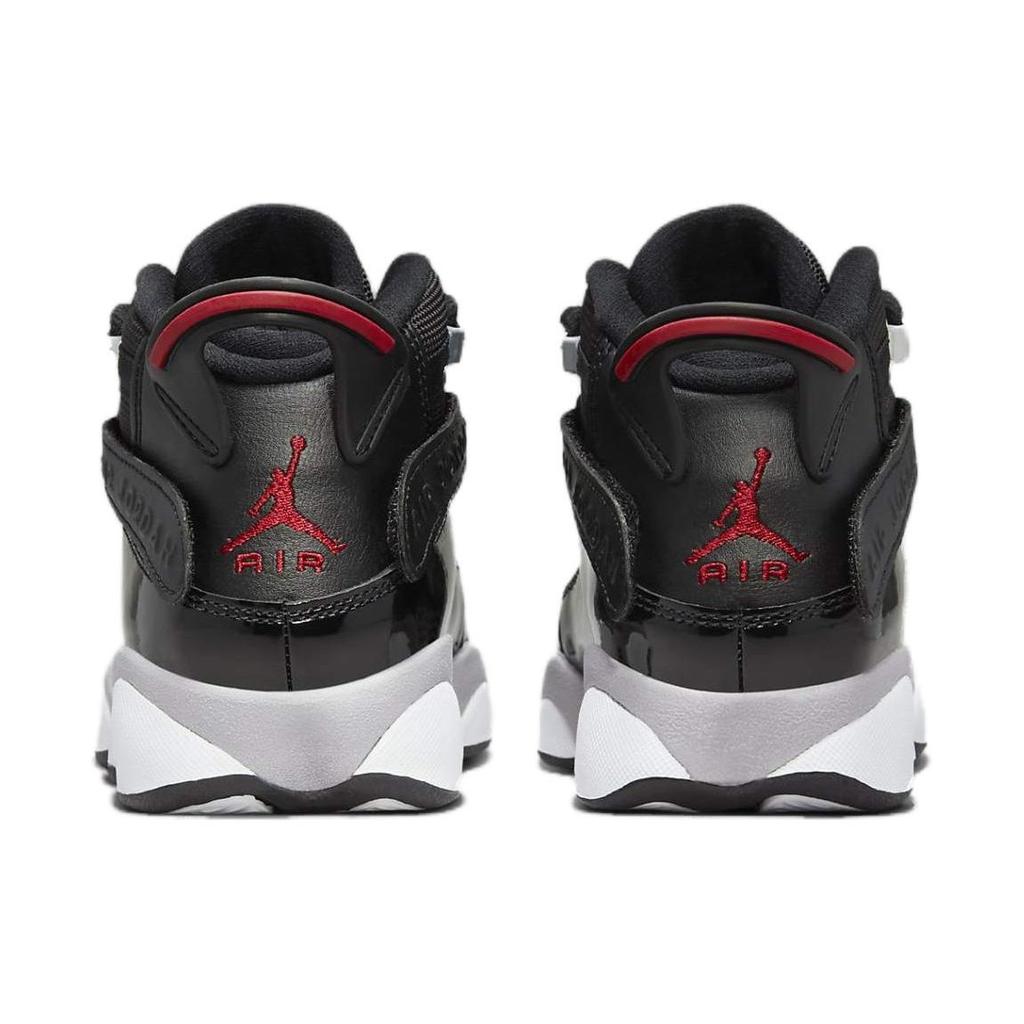Air Jordan 6 Rings GS Черный Металлик Серебристый Детские Кроссовки Белый Огненно-Красный FZ4186-010