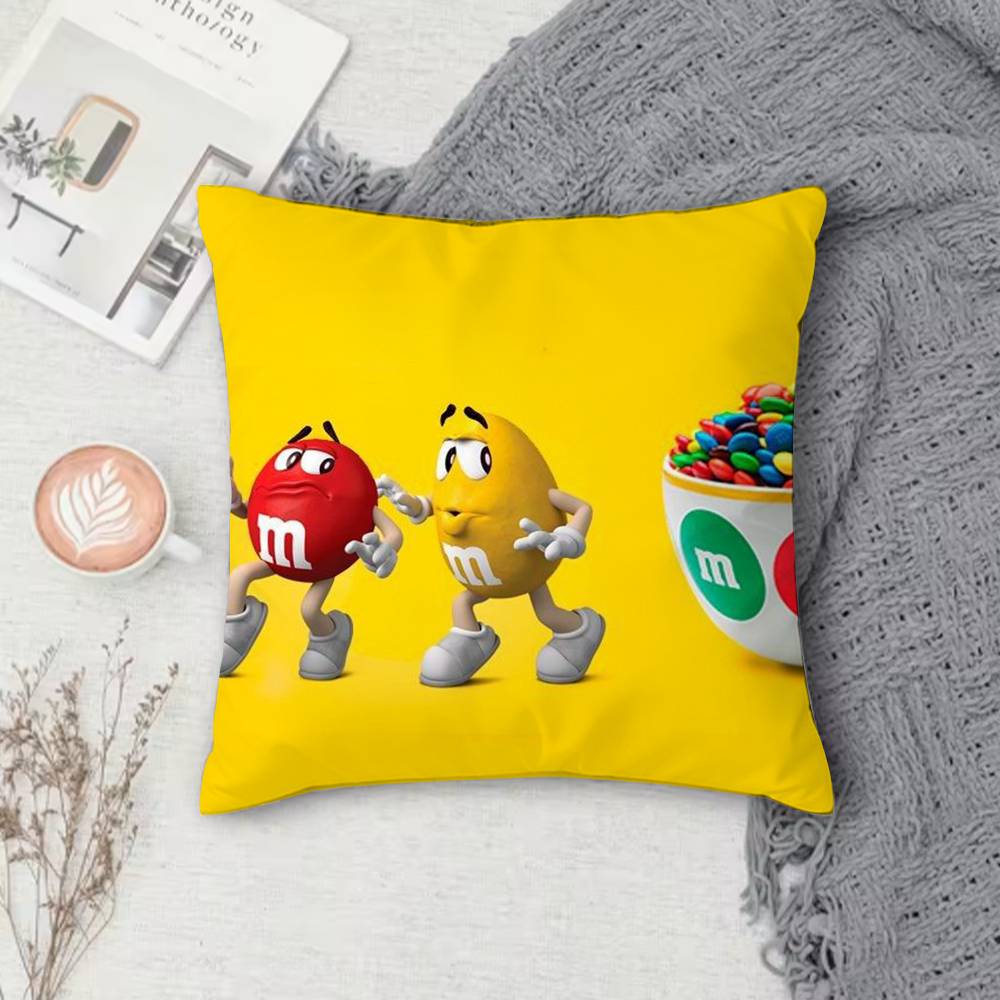 MMMs Chocolate Doublesided Printed Square Pillow Cover Decorative Cushion Cover for Sofa Bedroom Bedside