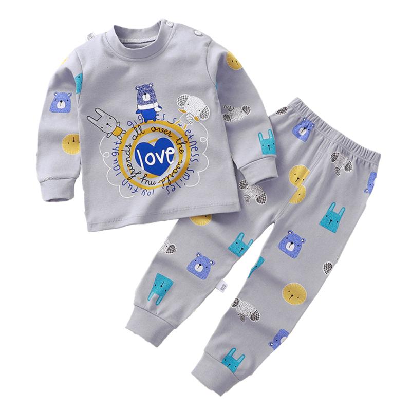 2 шт./компл. детский хлопковый пижамный костюм с мультяшным принтом, рубашка с длинными рукавами, брюки, домашнее нижнее белье