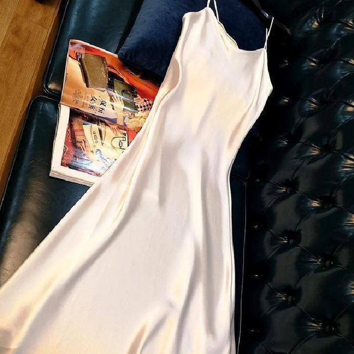 Popular Women's New Tri-acetate Dress Long Satin Suspender Skirt Evening Dresses Long Luxury Womens Formal Dresses