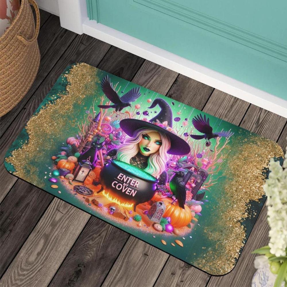 1pcs 3D Visual Illusion Welcome Rug Doormat Witch Magic Eye Print Floor Mat Living Room Bedroom Foot Mat Fun Home Decor