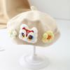 Flower Baby Beret Hat Soft Artist Painter Caps Cute Knitted Hat  Infant Girls