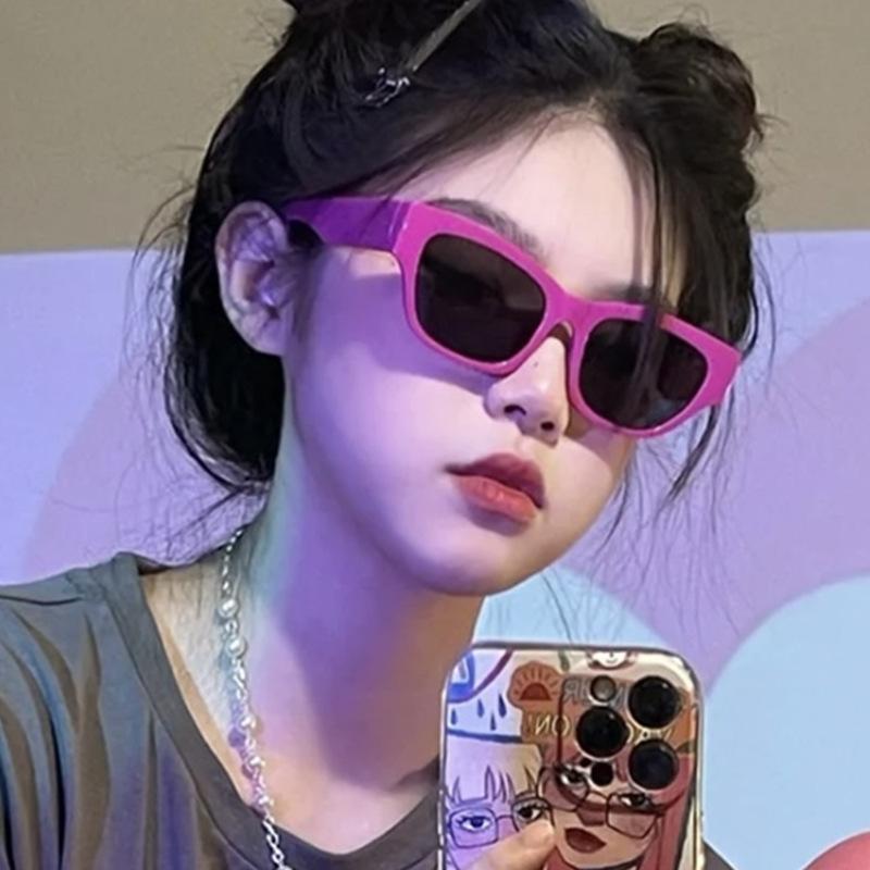 Internet celebrity square concave sunglasses new high-end rose red trend sunglasses N
