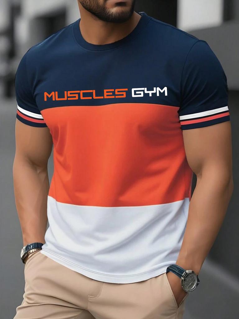 Мужская футболка с 3D-принтом букв, летняя, для улицы, повседневная, спортивная, быстросохнущий топ с коротким рукавом, больших размеров, мужская одежда