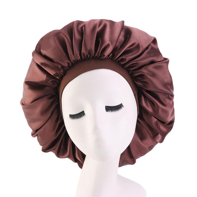New Women Extra Large Satin Sleep Cap Silky Bonnet Daily Cap Protect Hair Treatment Hat Curly Springy Hair Big Size Head Cover