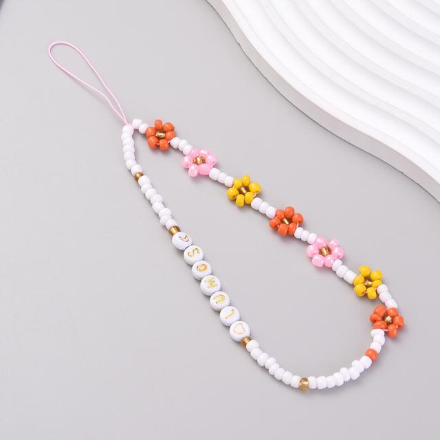 Модная Очаровательная цепочка для мобильного телефона с жемчугом и глиной, акриловая мультяшная ювелирная продукция для телефона для женщин и девочек, подвесной ремешок для телефона с защитой от потери
