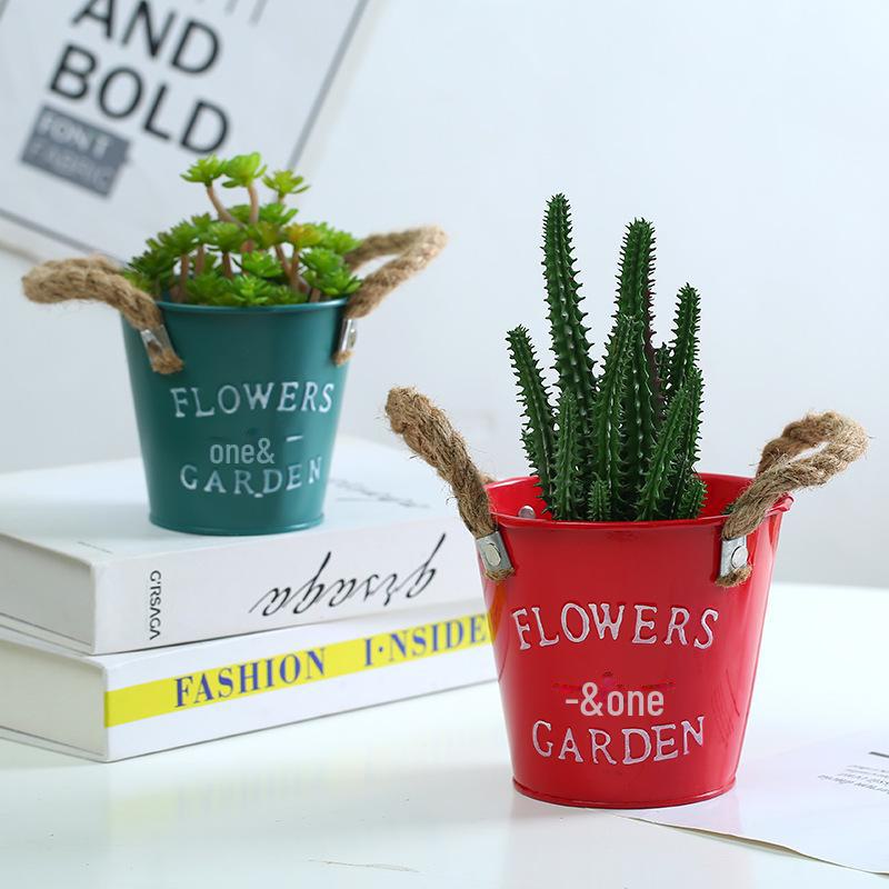 Металлические мини-горшки для цветов и держатели для ручек - суккулентные кашпо и ведро для хранения домашних поделок