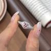 Легкая роскошь Высококачественные инкрустированные бриллиантами розовые бриллиантовые кольца в форме сердца для женщин, милое обручальное кольцо, изящные ювелирные изделия