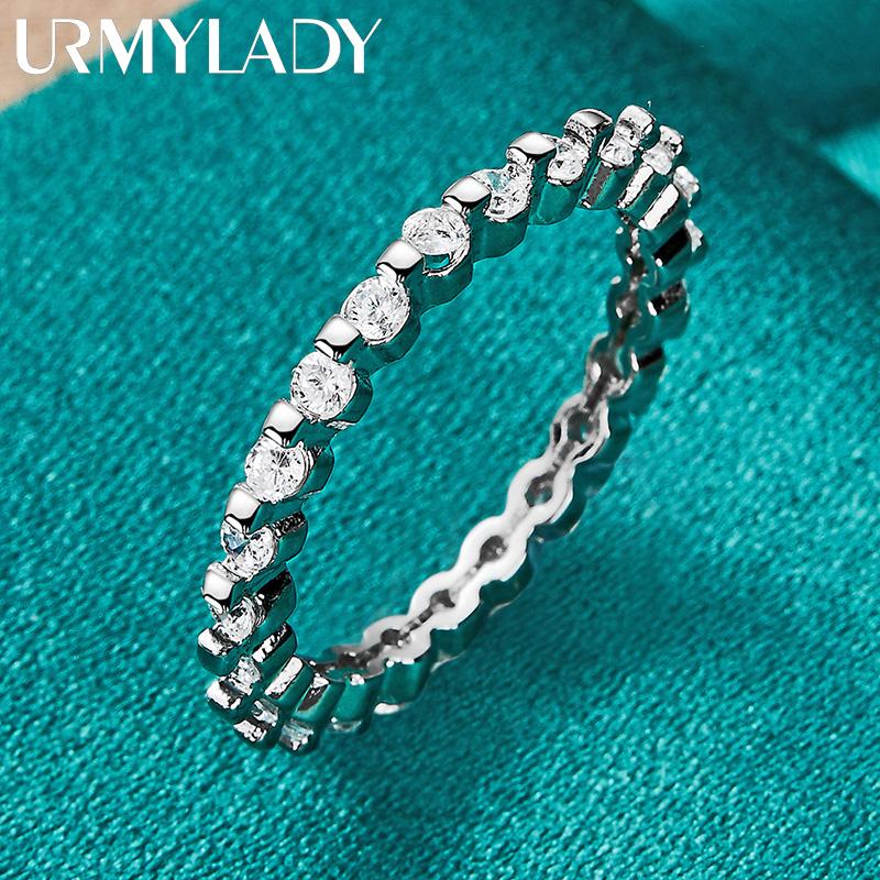 Кольцо из стерлингового серебра 925 пробы с цирконом AAA 7-10 # для женщин, модные очаровательные украшения MR155