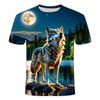 Летняя новинка 2024 года с 3D-принтом и короткими рукавами, мужская и женская футболка с круглым вырезом из серии «Одинокий волк»