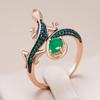 Full Paved Green Zircon Black Plated Gecko Rings for Women Gothic Fashion Jewelry Light Luxury Accessories