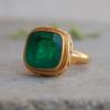 Cushion Cut Emerald Quartz 925 Sterling Silver Yellow Gold Filled Ring Jewelry