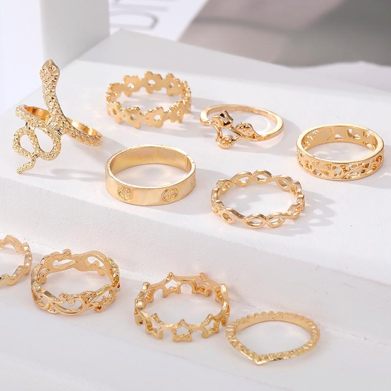 Ювелирные изделия с животными, набор колец в форме змеи из 10 предметов