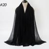 New Fashionable Women's Long Crinkled Cotton Linen Scarf with Tassel Edge - Solid Color Shawl