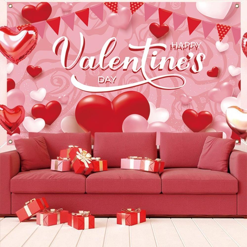 115cmx180cm Valentine's Day Photography Backdrop Celebrate Happy Valentine's Day Banner Engagement