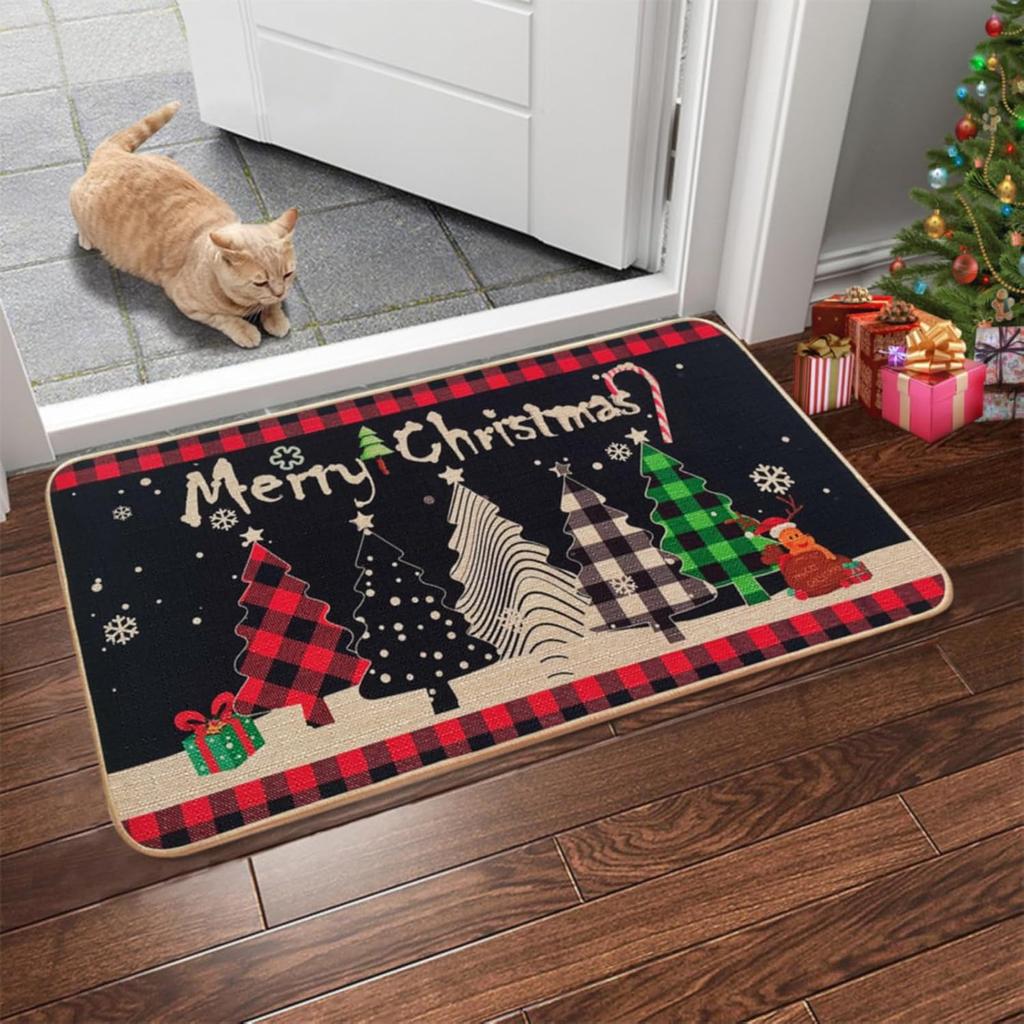 Christmas Crystal Velvet Floor Mat Festive Home Decor Indoor And Outdoor Area Carpet Merry Christmas Welcome Mat