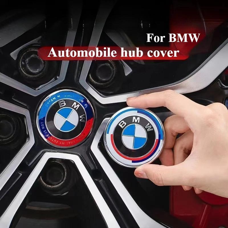Для BMW Новая 2025 4 шт. 56 мм/68 мм Колпачок ступицы колеса BMW из сплава, центральный колпачок 50-летнего юбилея, модифицированная наклейка на колпачок ступицы в памятном стиле.Wh