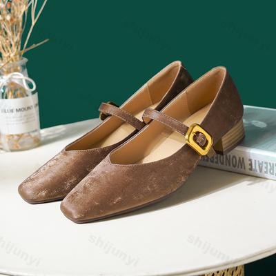 Модные женские туфли Мэри Джейн с квадратным носком, новая осенняя модель 2025 года, туфли на массивном каблуке, туфли из натуральной кожи для женщин, элегантные туфли с пряжкой