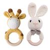 Mamimami Home Toy Rabbit and Bell Set of Brain Power Stuffed Beech Crochet Prevents Hand Newborn Baby Gift Rattle, Giraffe, Holder, 2, Development,