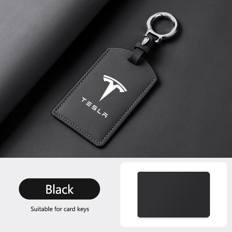 CPSSA1 Leather Car Smart NFC Card Key Case Fob Cover Protector Shell For Tesla Model 3 Model S Model X Model Y Keychain Accessories
