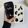 LZ11 Cat Cute Art Design Clear Soft Wave Phone Cases for Samsung S24 S23 Ultra S20 A54 A14 A52s A51 Huawei Honor 90 Realme OPPO Protection Back Cover