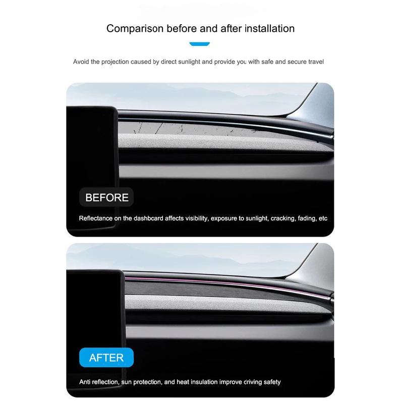 For Tesla Model Y Juniper Instrument Panel Shading Pad for Model Y/3 2017-2025 Center Instrument Anti Reflective Pad Suede Mat