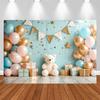 LS Happy Birthday Backdrop Photography Balloons Flower Bear Party Supplies Decor Child Baby Shower Photo Background Banner
