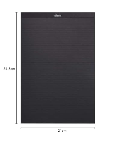 Rhodia PAScribe Calligraphy Pad, A4+ (21 X 31.8 Cm), 60 Sheets, 6mm Ruled, 120g/m², Perforated, Acid-Free, PEFC Certified, Black, RHODIA Cf19005
