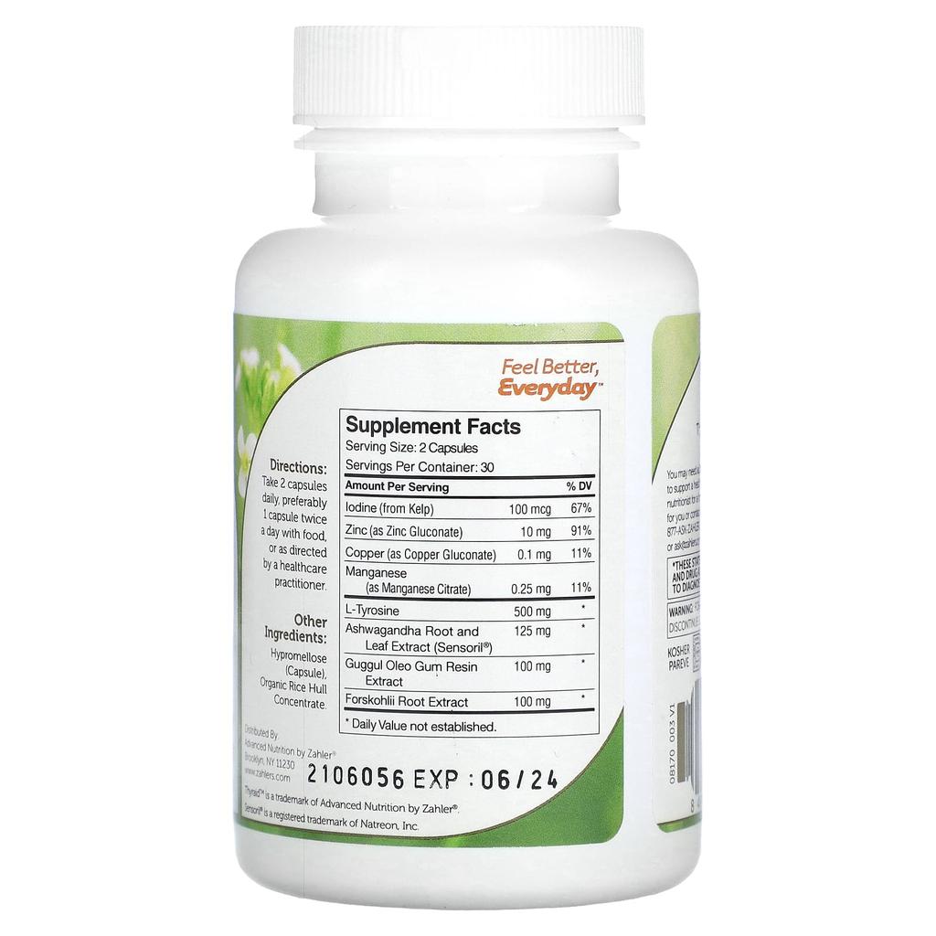 Zahler Thyraid, Thyroid Support Formula, 60 Capsules