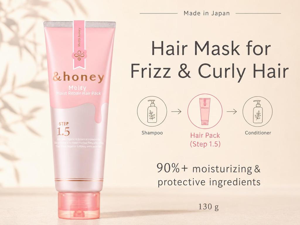 &honey Melty Moist Repair Hair Pack 1.5 увлажняющая маска против пушистости для непослушных волос, 130 г