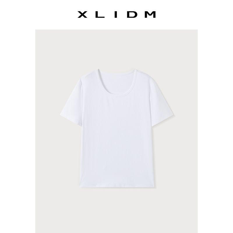 Thin Upgraded U-Neck 4-Color Shoulder Plus Size Ladies Short Sleeve