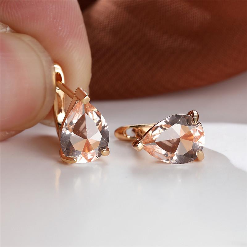 Милые женские серьги-кольца с голубым цирконом для женщин, маленькие, золотистого цвета, свадебная бижутерия