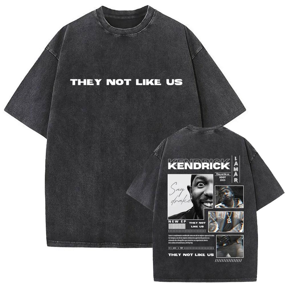 Limited Rapper Kendrick Lamar They Not Like Us Washed Vintage Tshirt Summer Men Women Hip Hop Oversized Street Crewneck T Shirt