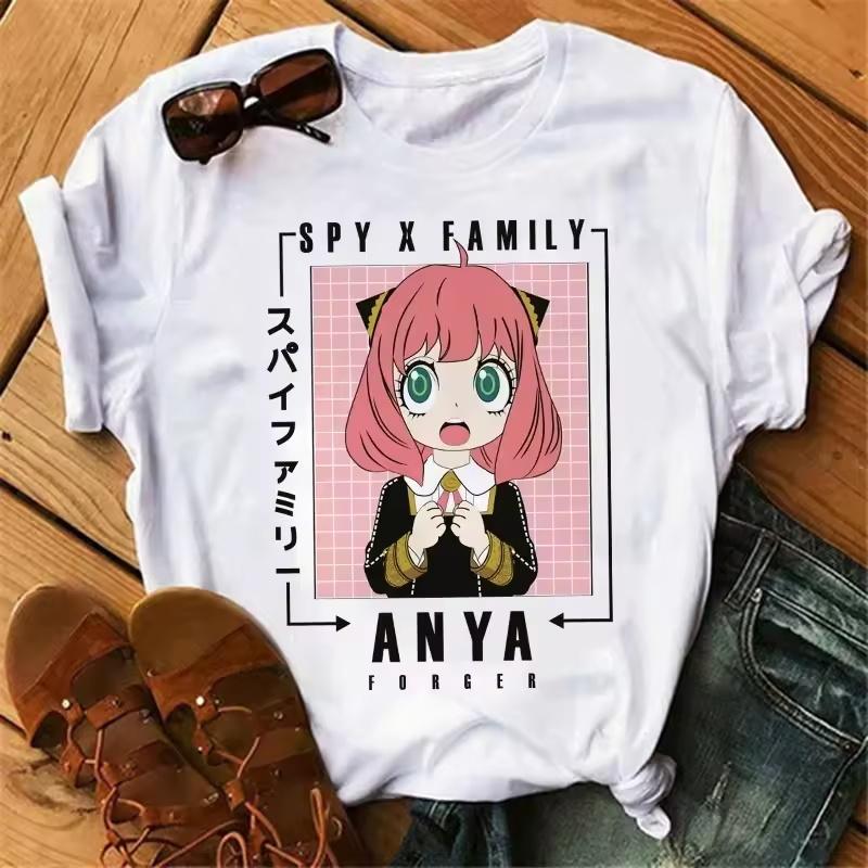 Аниме Spy X Family Футболка Женская Японская Мода Харадзюку Футболки с Коротким Рукавом Летние Топы Каваи О-Образный Вырез Женская Футболка Топ