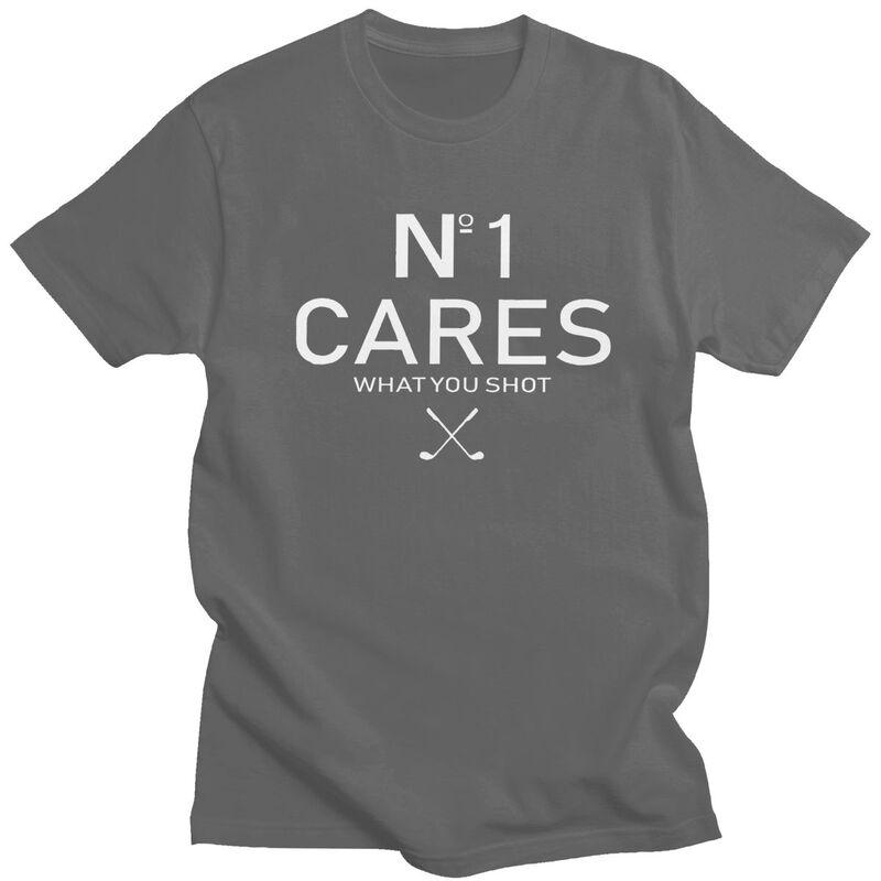 No 1 Cares What You Shot T Shirt for Men Pure Cotton Golf Lover Tshirts Streetwaer Short Sleeve Tee Shirt Loose Fit Clothing