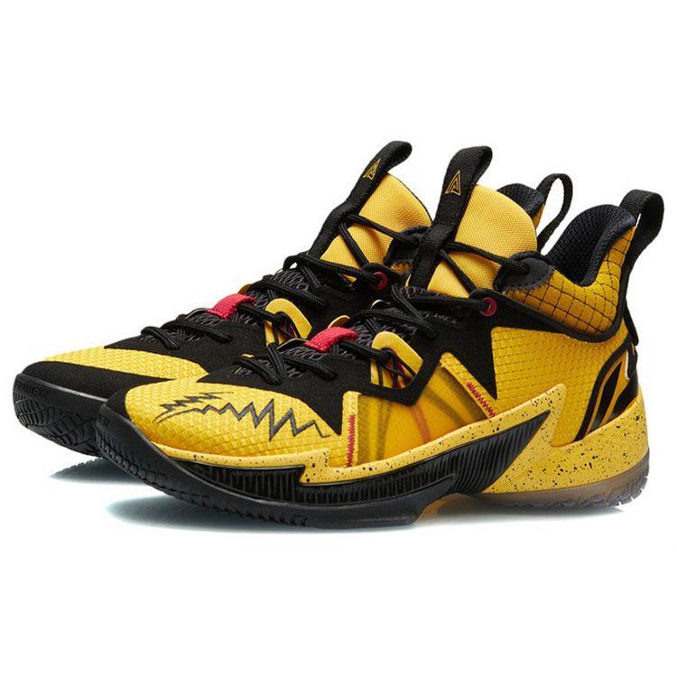Li Ning Competition Wear Resistant Non Slip Mid Top Basketball Shoes Men Sneakers Yellow Black ABAR083-6